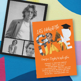 Coola Student Cutout Photo Modern Studentfest Inbjudningar