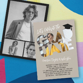 Coola Student Cutout Photo Modern Studentfest Inbjudningar