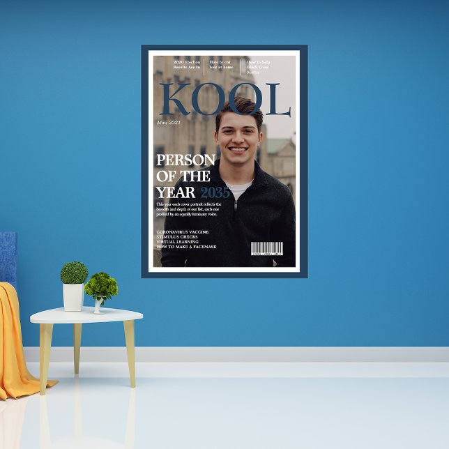 Coola Studenten Fake Magazine Cover Photo Blue Poster (Skapare uppladdad)