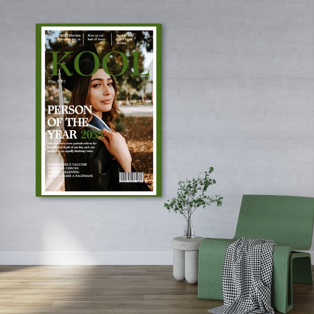 Coola Studenten Fake Magazine Cover Photo Grönt Poster (Skapare uppladdad)