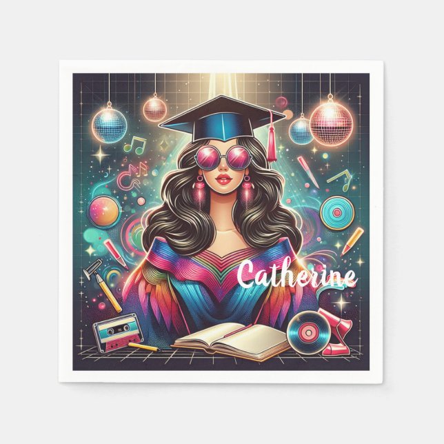 Coola Studenten Girl Disco Party Anpassningsbar Pappersservett (Framsidan)