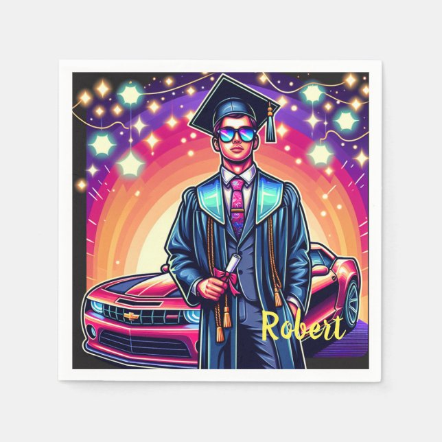 Coola Studenten Guy med Nicebil Anpassningsbar Pappersservett (Framsidan)