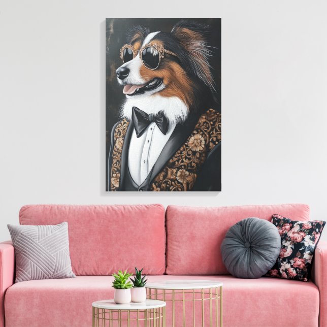 Coola Sunglass Shetland Sheepdog | Sheltie Canvastryck (Insitu (Vardagsrum))