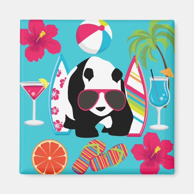 Coola Sunglass Surfning av  Panda Bear Beach Bum B Magnet (Framsidan)