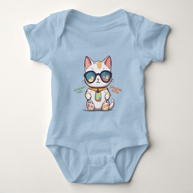 Coola Sunglass vid sommarkatten T Shirt (Framsida)