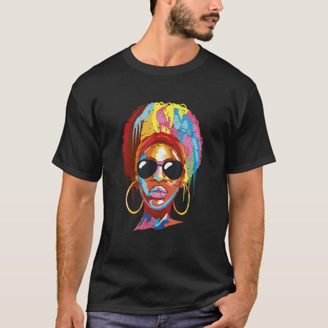 Coola Sunglasses Black Woman African American Vatt T Shirt (Framsida)