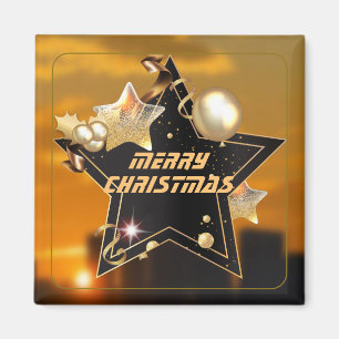 Coola Sunrise Guld Black Metallic Stars God jul Magnet