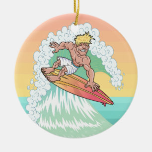 Coola Sunset Surfer Julgransprydnad Keramik