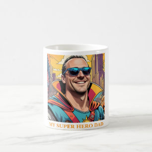 Coola Superhjälte Pappa Tecknad Bok Art Stil Kaffemugg