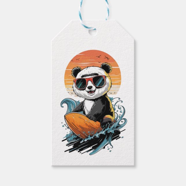 Coola Surfande Panda Björn Presentetikett (Framsidan)