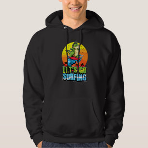 Coola Surfer Crokodile Surfing Summer Ocean & Våga Hoodie