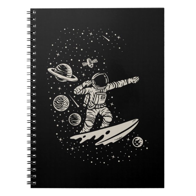 Coola Surfing Astronaut Space Planets Cosmonaut Anteckningsbok (Framsidan)