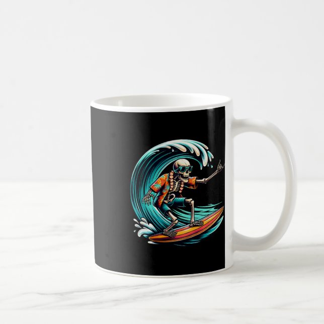 Coola surfing för män kvinnor skelett surfar surfb kaffemugg (Höger)