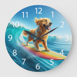 Coola Surfing Golden Retriever Stor Klocka