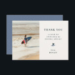 Coola Surfingtema Födelsedagsfoto Tack Kort<br><div class="desc">Coolt Surfarstrandtema,  födelsedagsfest platt foto tackkort.</div>