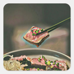 Coola sushi-gåva fyrkantigt klistermärke