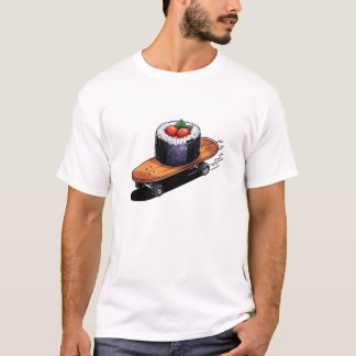 Coola Sushi på Skateboard T-Shirt Design.