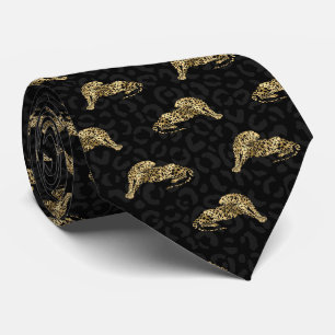 coola svart guld-tiger mönster slips