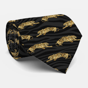 coola svart guld-tiger mönster slips