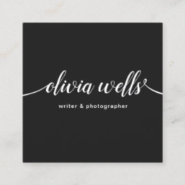 Coola Svart, handskriven skriptkalligrafi, fyrkant Fyrkantigt Visitkort