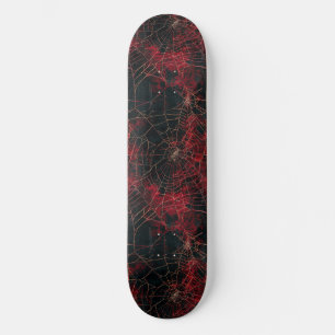 Coola Svart och Rött Spindelnät Design Skateboard