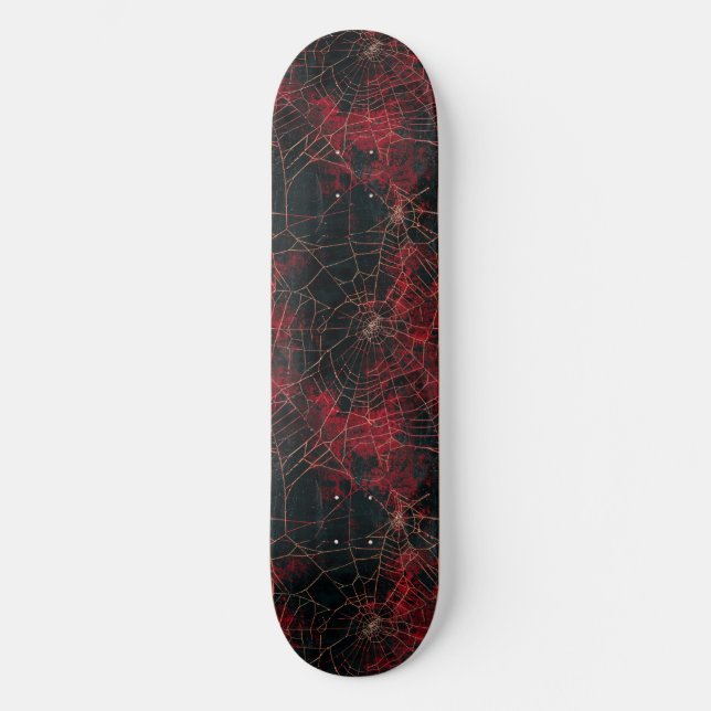 Coola Svart och Rött Spindelnät Design Skateboard (Framsida)