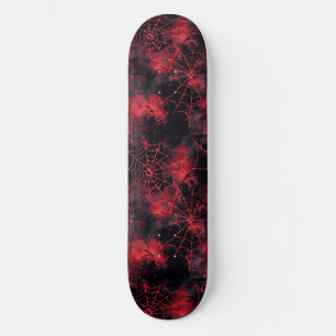 Coola Svart och Rött Spindelnät Design Skateboard