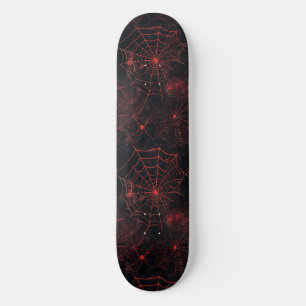 Coola Svart och Rött Spindelnät Design Skateboard