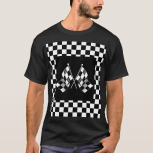 Coola, svart och vit, kontrollerad Flagga Mönster T Shirt