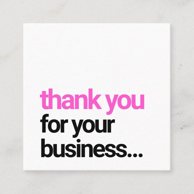 Coola Svart Tack Kundvärdering Infoga Fyrkantigt Visitkort (Framsida)