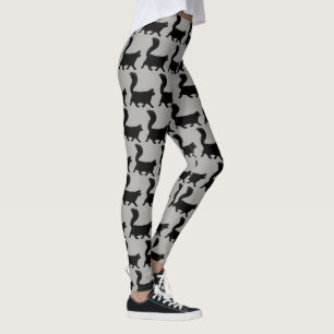 Coola Svarta katter Mönster Långhårigare Svart Leggings