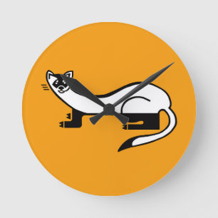 Coola- Svartfostrad FERRET- Wildlife - USA - Orang Rund Klocka