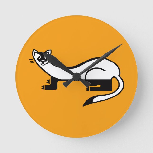 Coola- Svartfostrad FERRET- Wildlife - USA - Orang Rund Klocka (Framsida)