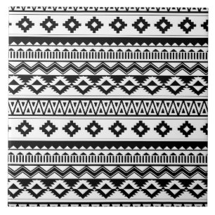 coola svartvit aztec i mönster kakelplatta