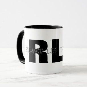 Coola svartvit monogram mugg ( namn + initialer )