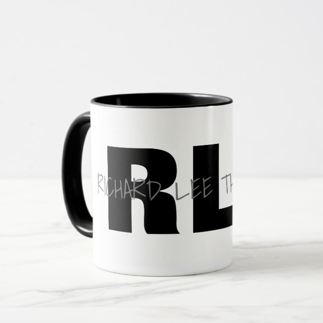 Coola svartvit monogram mugg ( namn + initialer ) (Framsida vänster)