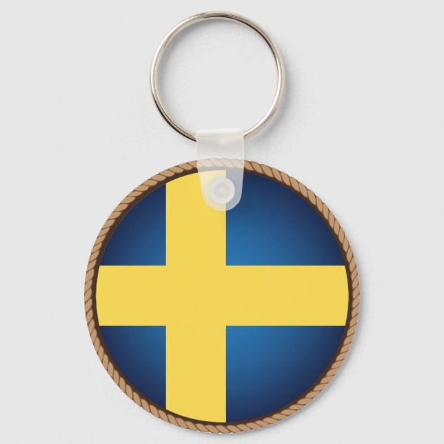 Coola Sverige Flagga försegling Nyckelring (Framsida)