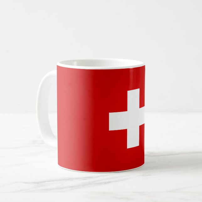 Coola Swiss Flagga Kaffemugg (Framsida vänster)