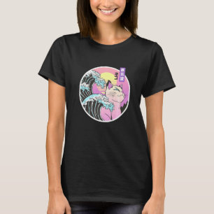 Coola Synthwave Vaporwave Aesthetic Trippy Cat On T Shirt