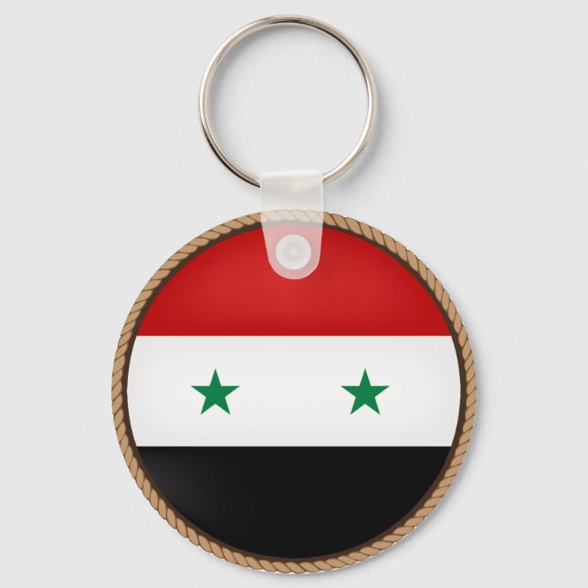 Coola Syriens Flagga Seal Nyckelring (Framsida)