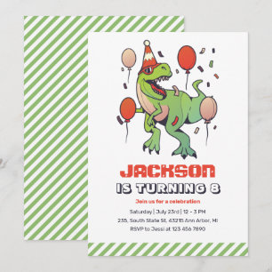 Coola T-Rex Dinosaur Barns födelsedag Party Inbjudningar