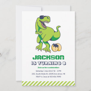 Coola T-Rex Grönt Dinosaur Barns födelsedag Party Inbjudningar