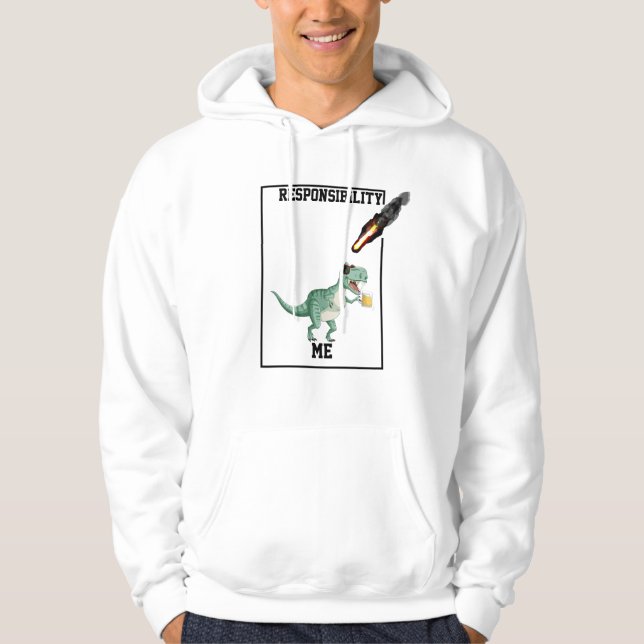 "Coola T-Rex med solglasögon och öl" Hoodie (Framsida)