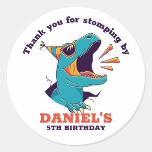 Coola T-Rex Tecknad Dinosaur Barns födelsedag Part Runt Klistermärke