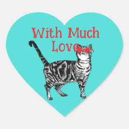 Coola Tabby katt är du en Coola Katt Kärlek Hjärtformat Klistermärke