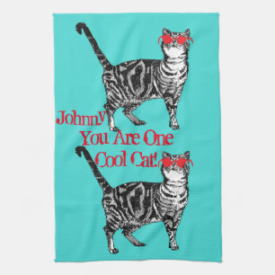 Coola Tabby katt Sunglasses Manar Kitchen Tea Towe Kökshandduk