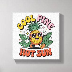 Coola Tallrikar Het Sol Retro Ananas Sommar Känslo Canvastryck