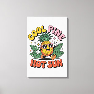 Coola Tallrikar Het Sol Retro Ananas Sommar Känslo Canvastryck