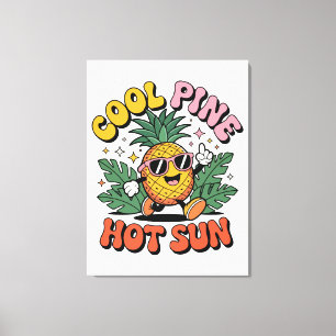 Coola Tallrikar Het Sol Retro Ananas Sommar Känslo Canvastryck