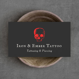 Coola Tatto Artist Red Skull Black Visitkort